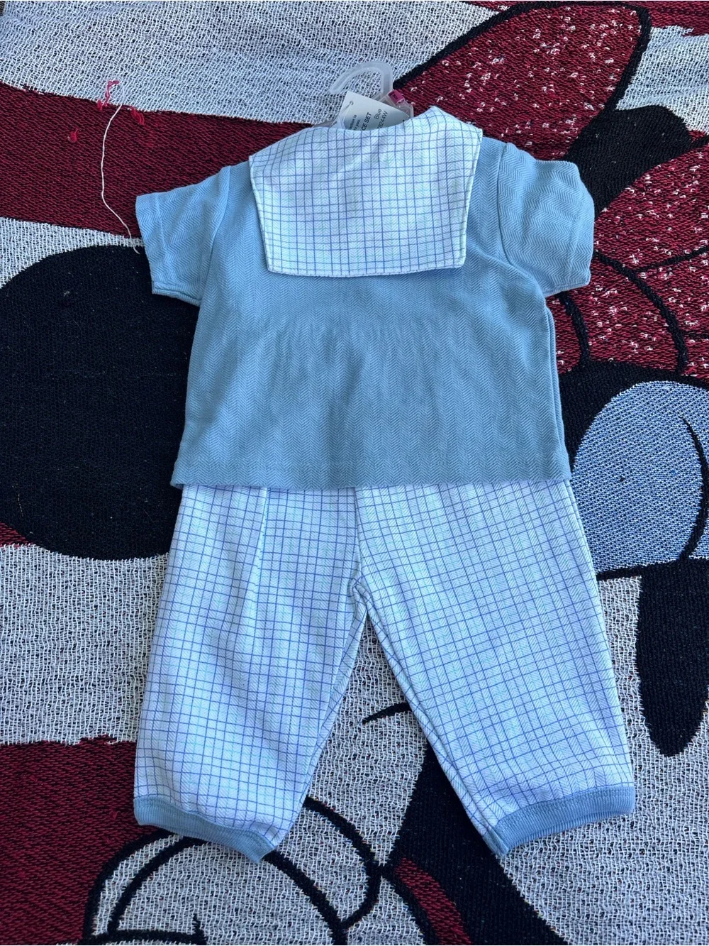 VINTAGE NWT MCBABY BLUE SAILBOAT FISH NAUTICAL TWO PIECE OUTFIT SIZE 3/6 MONTHS